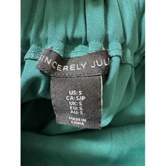 Sincerely Jules Womens Teal Midi Pull On Skirt Elastic Back Slit Back Size Small - Picture 8 of 14